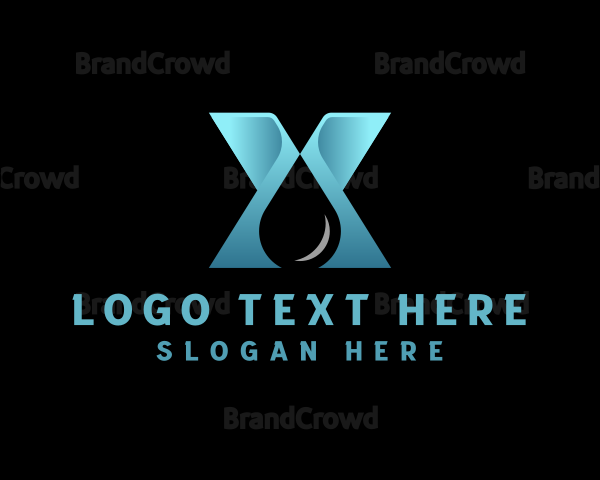 Water Droplet Distillery Letter X Logo