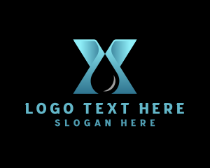 H2o - Water Droplet Distillery Letter X logo design