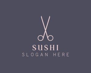 Minimalist Hair Scissors logo design