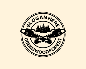 Chainsaw Forestry Woodwork logo design