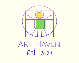 Vitruvian Man Stick Figure logo design