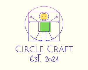 Vitruvian Man Stick Figure logo design