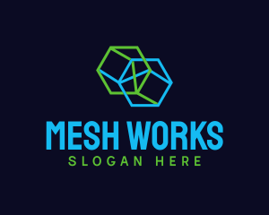 Mesh - Geometric Hexagon Cylinder logo design