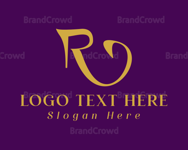 Gold Elegant Letter R Logo