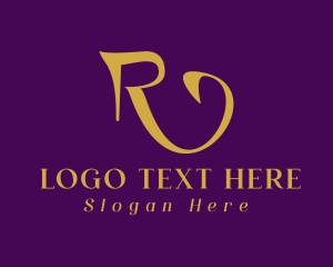 Gold Elegant Letter R Logo