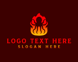 Grill - Octopus Flame BBQ logo design