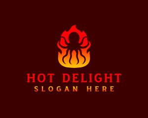 Octopus Flame BBQ logo design