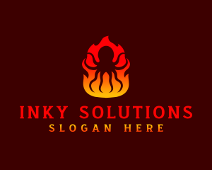 Octopus Flame BBQ logo design