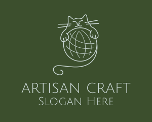 Kitten Yarn Ball logo design