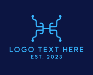 Hardware - Cyber Circuit Letter H logo design