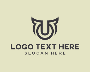 Horns - Bull Symbol Letter U logo design