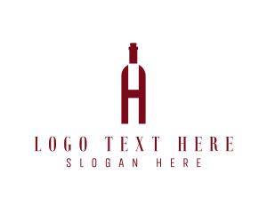 Red Bottle - Red Wine Letter H logo design