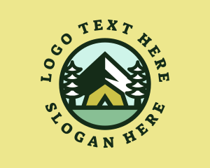 Mountaineering - Hipster Forest Camp Badge logo design