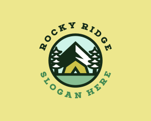 Rocky - Hipster Forest Camp Badge logo design