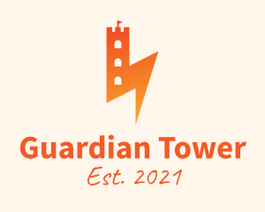 Orange Lightning Tower logo design