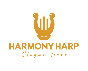 Harp - Elegant Harp Fork Bars logo design