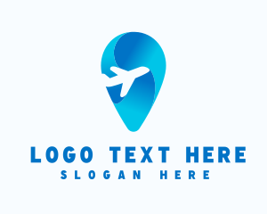 Jet - Airplane Location Pin logo design