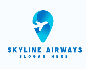 Airliner - Airplane Location Pin logo design