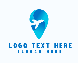 Transport - Airplane Location Pin logo design