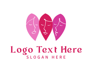 Sauna - Pink Leaf Face logo design
