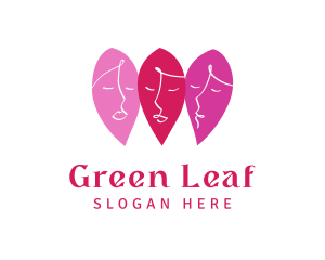 Pink Leaf Face logo design