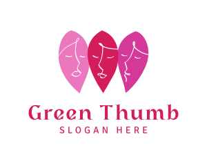 Pink Leaf Face logo design