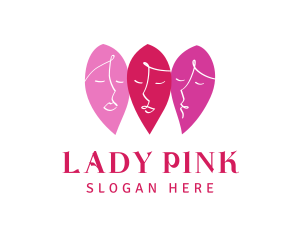 Pink Leaf Face logo design