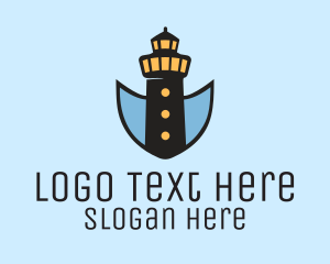 Protection - Lighthouse Tower Shield logo design