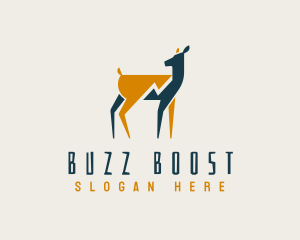Buzz - Lightning Bolt Deer logo design