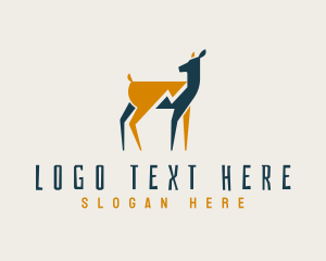 Stag - Lightning Bolt Deer logo design