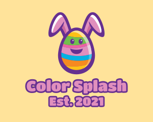 Colorful Easter Bunny Egg logo design