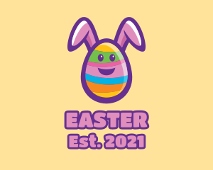 Colorful Easter Bunny Egg logo design