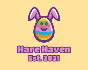 Colorful Easter Bunny Egg logo design