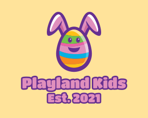 Colorful Easter Bunny Egg logo design