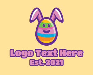 Easter Egg Hunt - Colorful Easter Bunny Egg logo design
