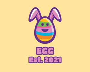 Colorful Easter Bunny Egg logo design