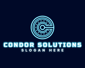 Hologram Technology Letter C logo design