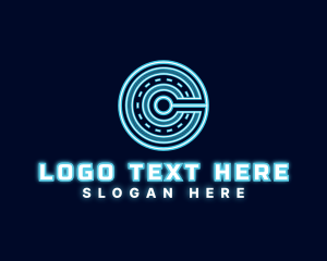 Hologram Technology Letter C Logo