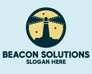 Filmstrip Lighthouse Beacon logo design