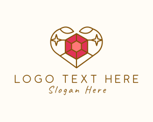 Precious Stone - Heart Ruby Gem logo design