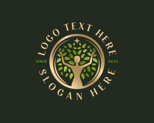 Vegan - Elegant Woman Tree logo design