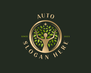 Herbal - Elegant Woman Tree logo design