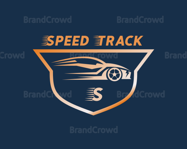 Fast Sports Car Shield Logo