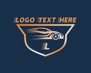 Emblem - Fast Sports Car Shield logo design