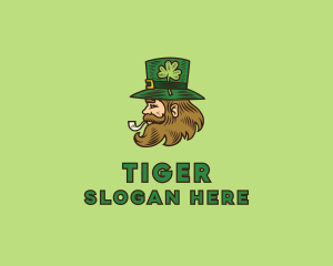 Irish Leprechaun Smoking Logo