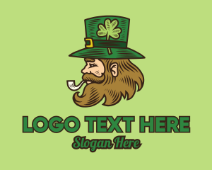 Ireland - Irish Leprechaun Smoking Pipe logo design