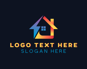 Developer - Residential House Lightning Bolt logo design