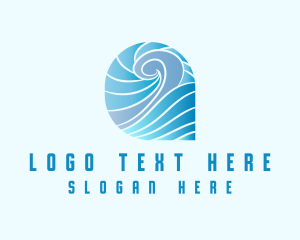 Swim - Blue Ocean Waves logo design