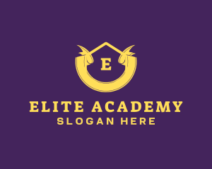 School Academy College Ribbon  logo design