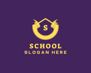 School Academy College Ribbon  logo design